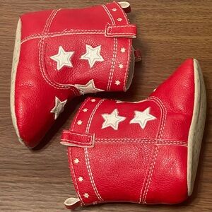 Old Navy 3 - 6 months size 2 boots cowboy cowgirl crib shoes red white star
